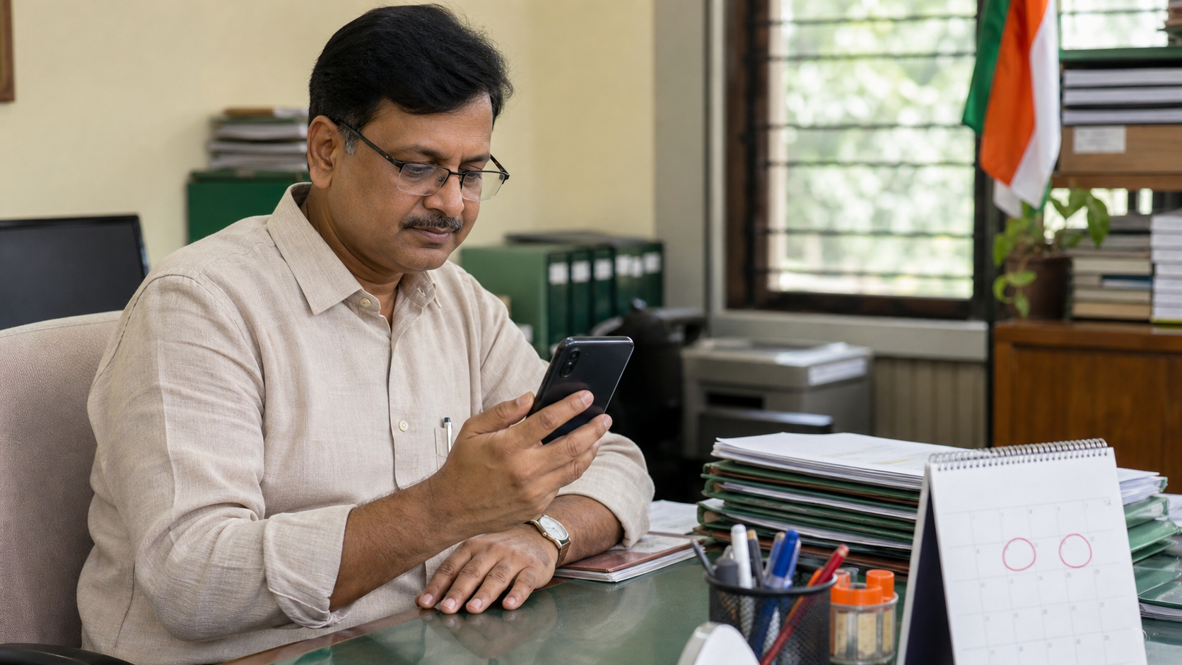भारत में एक कर्मचारी मोबाइल पर 8th Pay Commission की ताजा जानकारी पढ़ते हुए